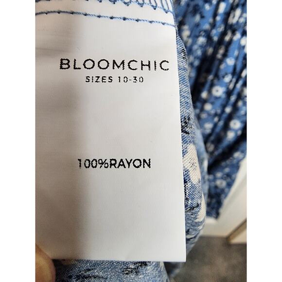 BloomChic Ditsy Floral Pocket Square Neck Shirred Ruffles Dress 2X, NWT - Picture 6 of 7